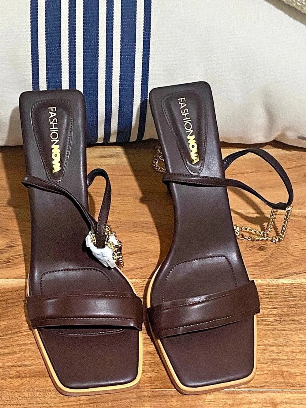 Fashion Nova Heard Me Right Heels Brown & Gold